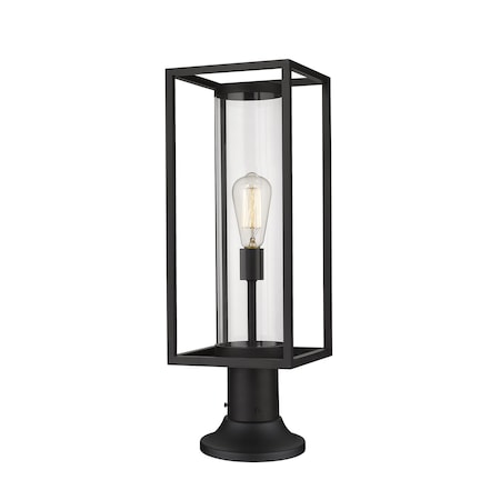 Z-Lite Dunbroch 1 Light Outdoor Pier Mounted Fixture, Black & Clear 584PHMR-553PM-BK